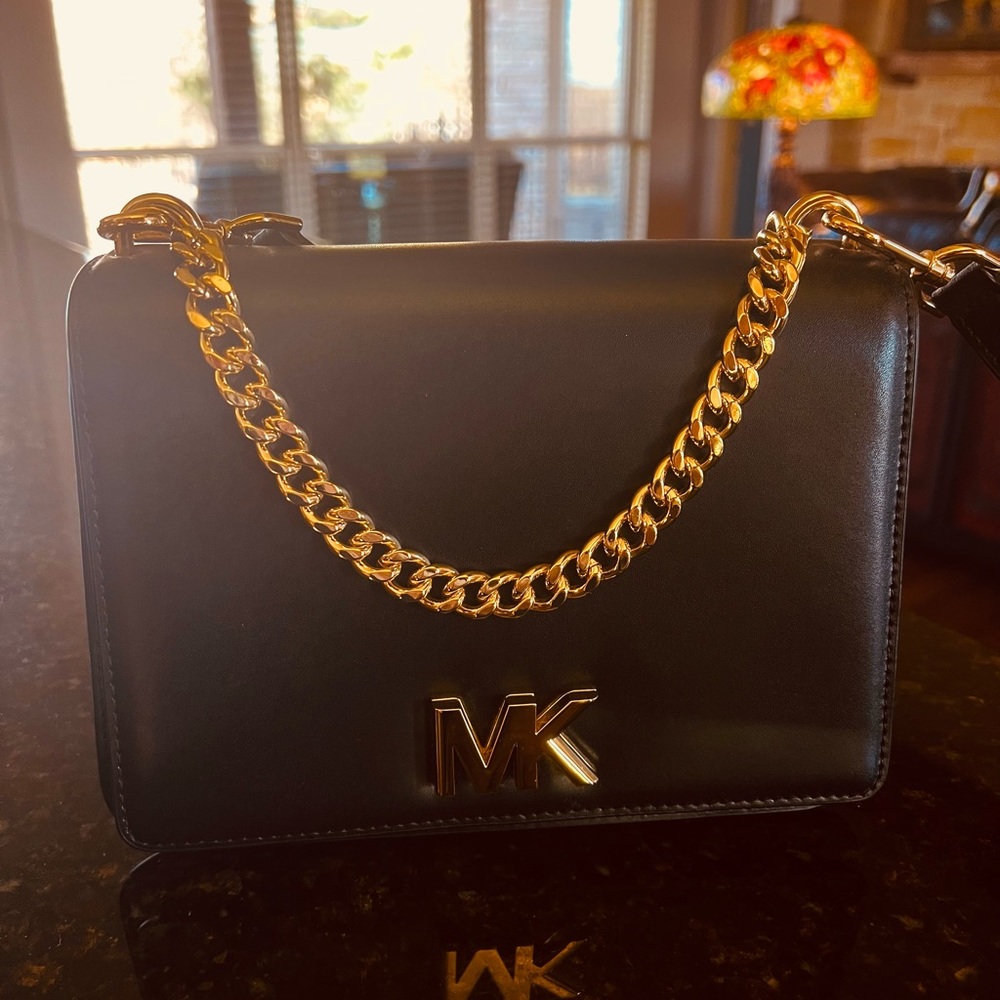 Black Leather Michael Kors Crossbody